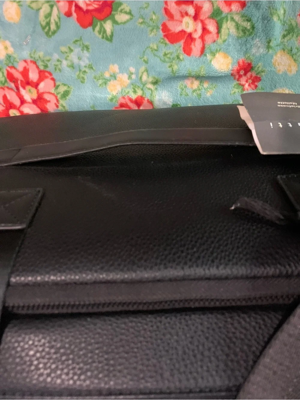 Bugatti Black Leather Briefcase Laptop Carry on Bag With Bakelite Logo